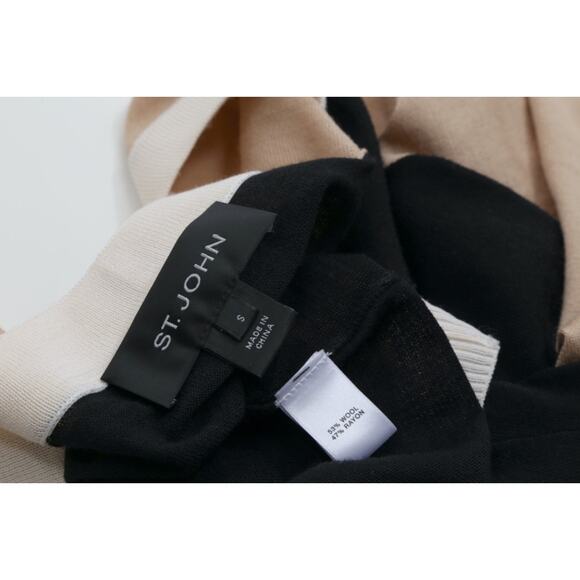 St. John Colorblock Wool Blend Button Down Cardigan Sweater Size S Classic - Picture 15 of 15